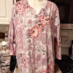 A women's Alfred Dunner casual stretch 3/4 plus size top 3X